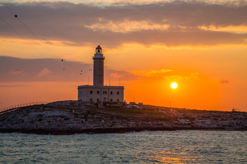 The Vieste lighthouse at dawn