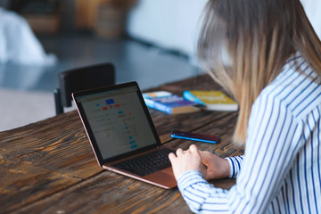 working woman with notebook