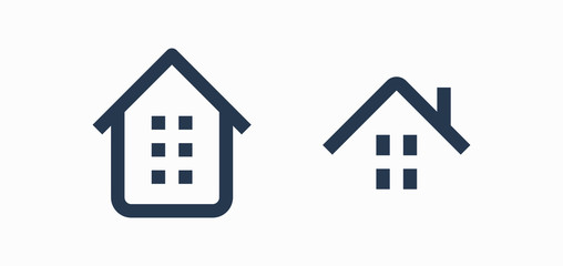 House estate set line vector minimalistic icon. Apartment symbol. Household silhouette icons set for web design. Modern flat home icon for app design. Building state sign minimal flat linear icons