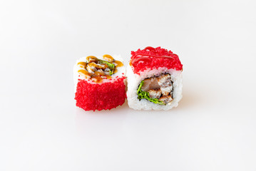 sushi on a white background