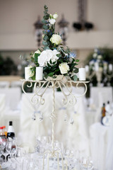 Beautiful white decoration setup for wedding ceremony