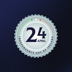 Creative layout Ireland independence day design for greeting card, banner, vector illustration. Irish holiday 24th of April design element with metallic grey post