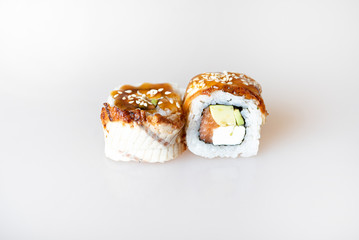 sushi on a white background