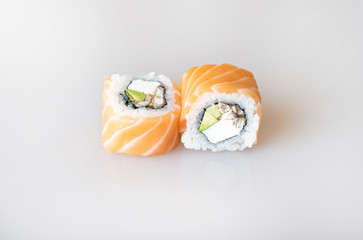 sushi on a white background