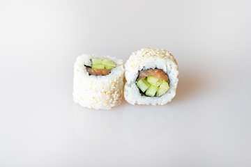 sushi on a white background