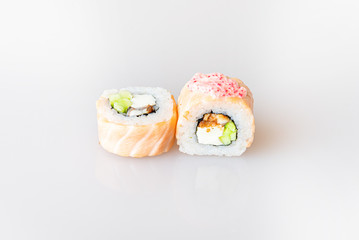 sushi on a white background
