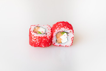 sushi on a white background