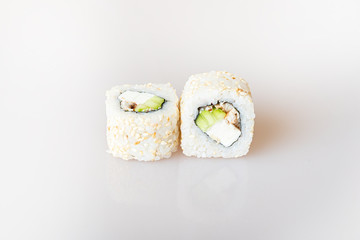 sushi on a white background