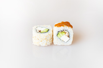 sushi on a white background