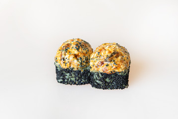 sushi on a white background