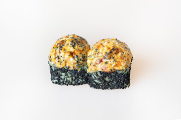 sushi on a white background
