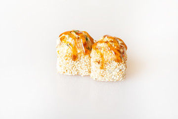 sushi on a white background