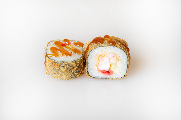 sushi on a white background