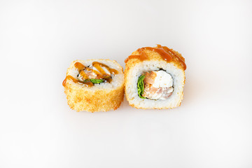 sushi on a white background