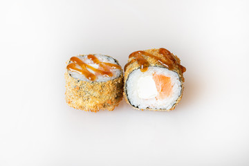sushi on a white background