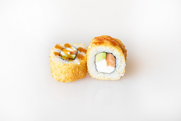 sushi on a white background