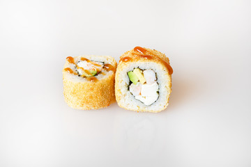 sushi on a white background