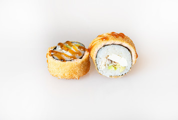 sushi on a white background