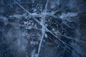 cracked ice texture, abstract seasonal winter cold background, natural ice, broken ice on a lake