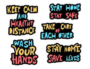 Lettering typography design for self protection time. Stay home poster. Hand letter motivation art design. Vector illustration