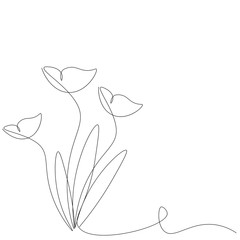 Summer flowers background line drawing. Vector illustration