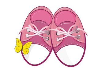 rosafarbene Babyschuhe für Mädchen & Schmetterling