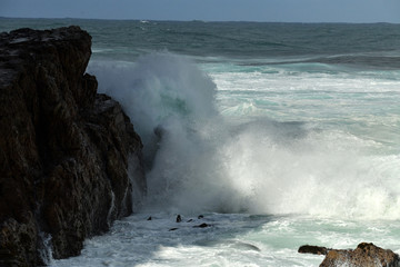 raging ocean with large white waves in the region of the cape of good hope in the south african republic