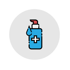 Disinfection. Hand sanitizer bottle icon, washing gel. Vector illustrationDisinfection. Hand sanitizer bottle icon, washing gel. Vector illustration	