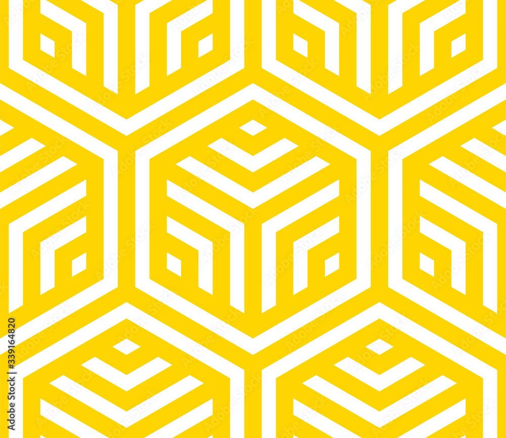 Aufkleber Seamless geometric pattern. Vector hexagonal yellow pattern.
