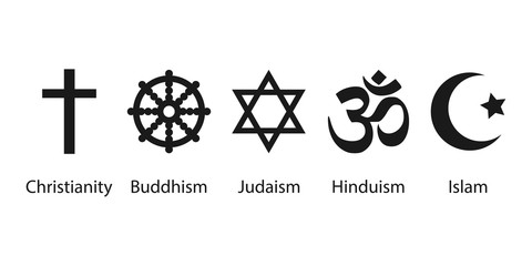 Religious symbols icon set. Vector illustration, flat design. - 339165086