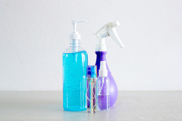 Alcohol gel is used for inhibition of bacteria and the virus Covid-19, Virus removal and protection of infections, Virus covid-19 concept.