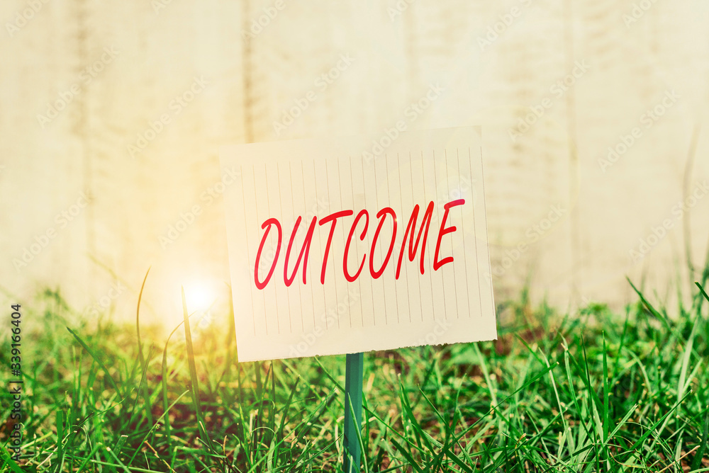 Poster word writing text outcome. business photo showcasing the final result of something or how the way th