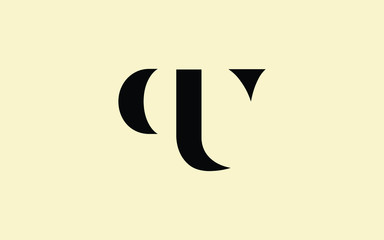 UP or PU and U or P Uppercase Letter Initial Logo Design, Vector Template