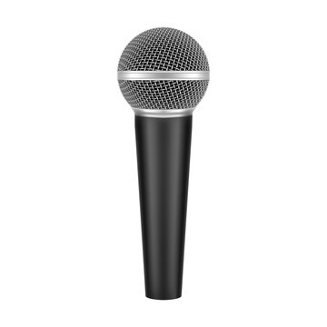 Realistic vector 3D modern microphone with handle