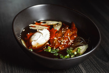 Japanese Prawn Seafood Ramen Noodles with Dumplings