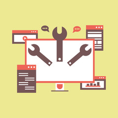 Web development vector landing page template with header