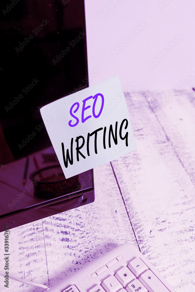 Poster handwriting text writing seo writing. conceptual photo grabbing the attention of the search engines 