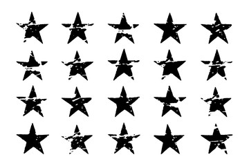 Black grunge star imprints