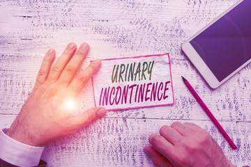 Conceptual hand writing showing Urinary Incontinence. Concept meaning uncontrolled leakage of urine...