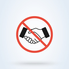 No handshake icon with red forbidden sign isolated on white background. symbol vector illustration