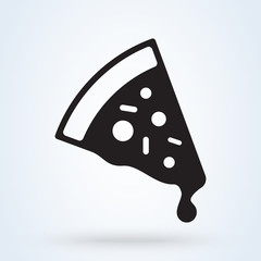 Pizza slice with melted cheese and pepperoni icon. symbol vector illustration