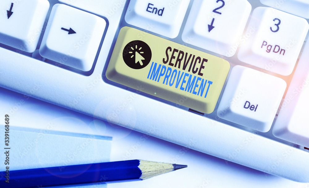 Poster text sign showing service improvement. business photo showcasing continuous actions that lead to bet