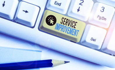 Text sign showing Service Improvement. Business photo showcasing continuous actions that lead to...