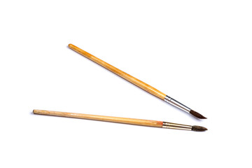 art drawing brushes isolated on white background. space for text
