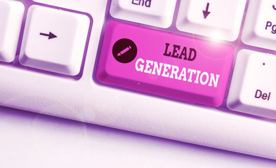 Text sign showing Lead Generation. Business photo showcasing process of identifying and cultivating...
