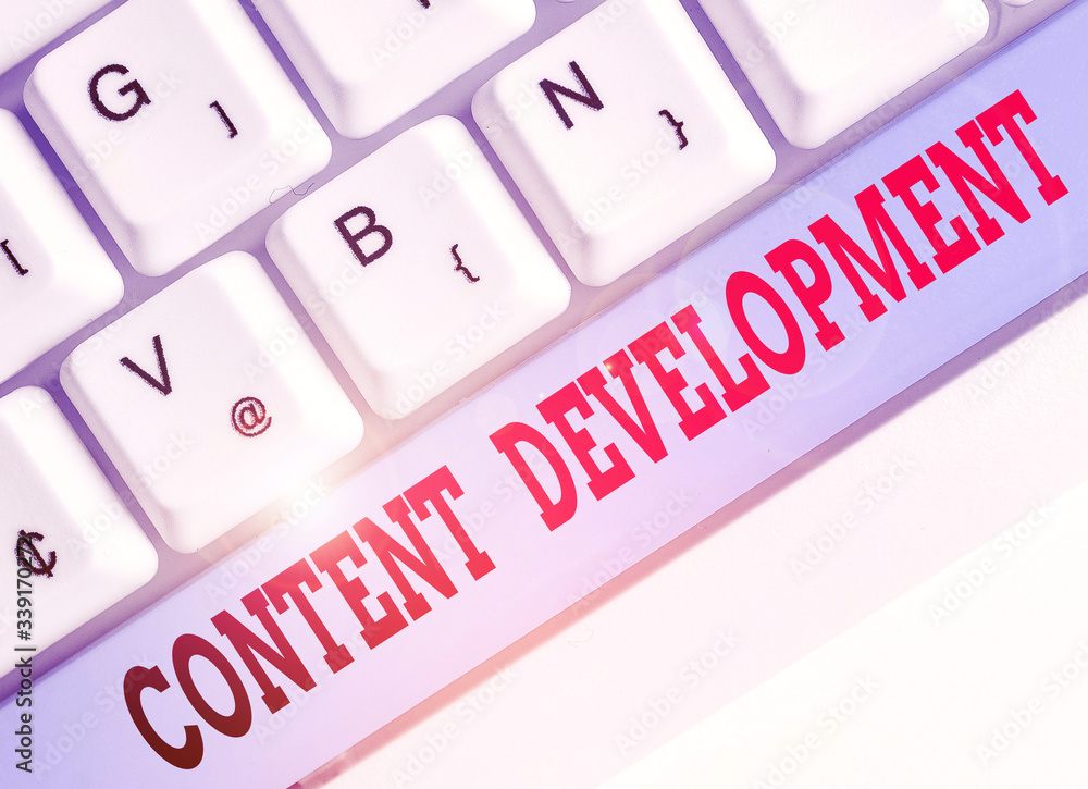 Poster text sign showing content development. business photo showcasing authoring and originating content f