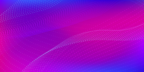 Abstract Blue, Pink Waves on the Colorful. Low Poly Style On Dark Background. Digital Pixel Noise Abstract Design. Creative Modern Concept.