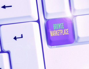 Conceptual hand writing showing Browse Marketplace. Concept meaning looking through a set of...