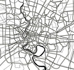 Fototapeta premium Bangkok Thailand vector monochrome map.