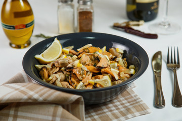 portion of assorted seafood with served on table delicious